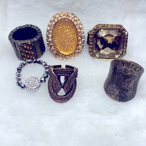 6 COCKTAIL Rings  Crystal & Glass Copper & Metal Vintage & Modern